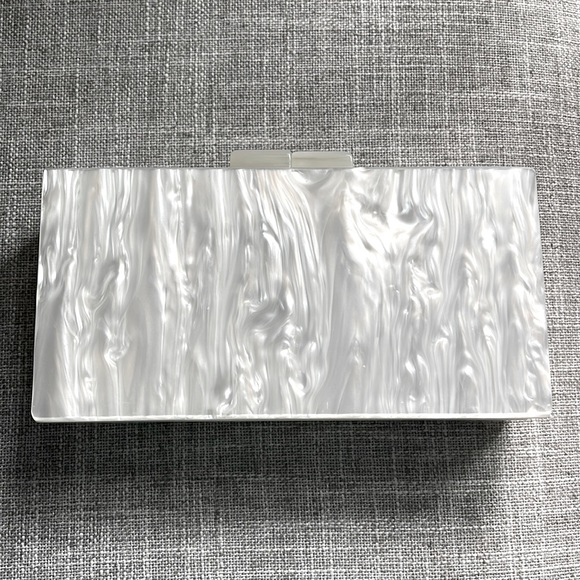 COPY - Edie Parker Inspired Bride wedding clutch with interior mirror and chain - Picture 3 of 5